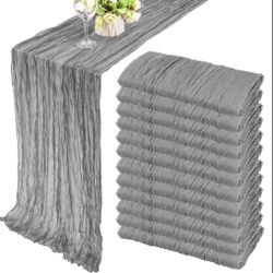 12 Pack 10Ft Cheesecloth Table Runner 35x120 Inch Boho Gauze Table Runner Rustic Cheese Cloth Long Table Runner Romantic Table Runner For Wedding Brid