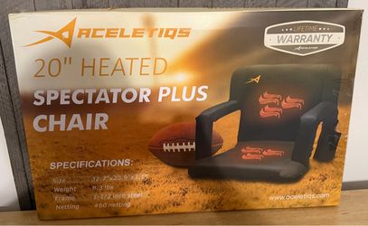 Brand New Aceletiqs 20" Heated Spectator Plus Chair – Bleacher/Stadium Seat