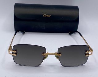 James Oro Collection I GRAIL Rimless Sunglasses Gold Gray Lens 57=19 wl Cartier