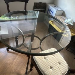 Antique one of a kind Glass round dining table