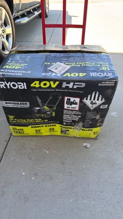 Ryobi 40V HP 18" Brushless Snow Blower With Battery & Charger Kit