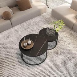 Elegant Living Room Space Round Tables