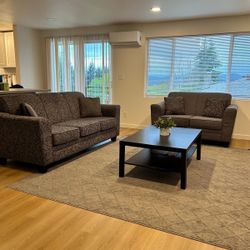 2 Piece Couch Set With Coffee Table And Area Rug 