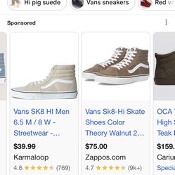 Size Men 7 Women 8.5 Vans High Top 