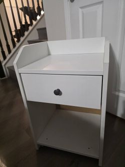 IKEA White Nightstand with Drawer and Shelf