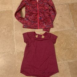 Bundle Of Two Pieces Of Girls Work Out  Shirt And Jacket Size L(10-12)
