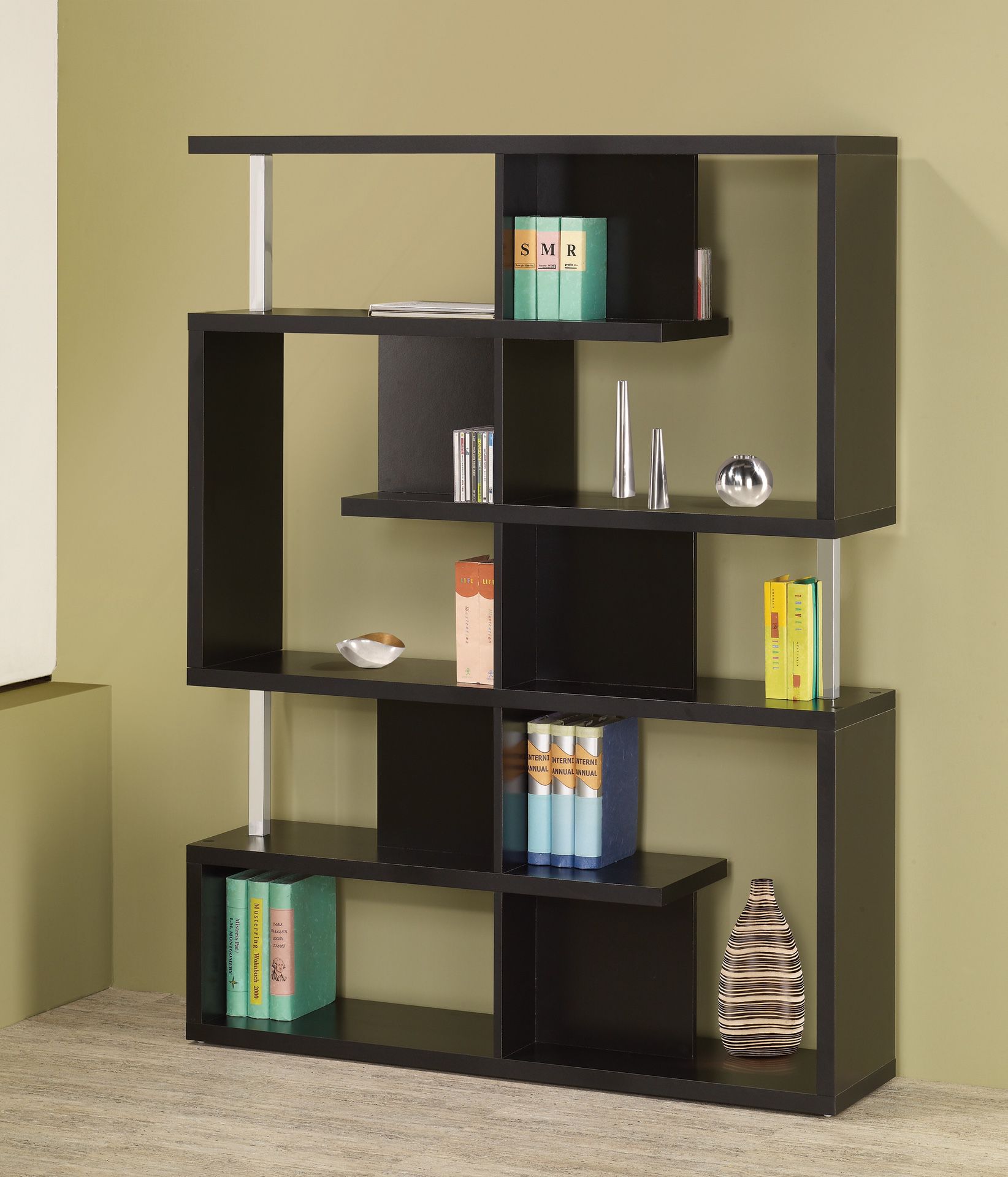 5 Tier Bookcase in Black and Chrome $235- Lowest Prices Ever!