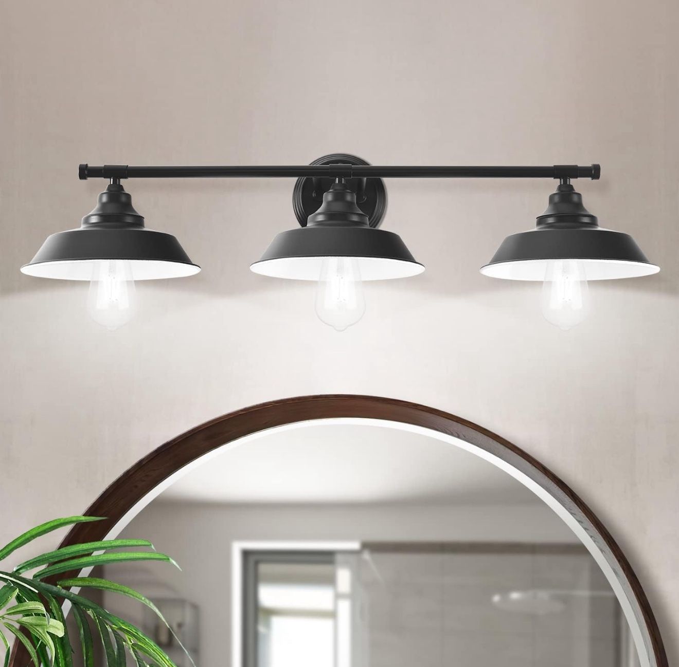 Matte Black Vanity Wall Sconce Lighting 3 Lights Rustic Farmhouse