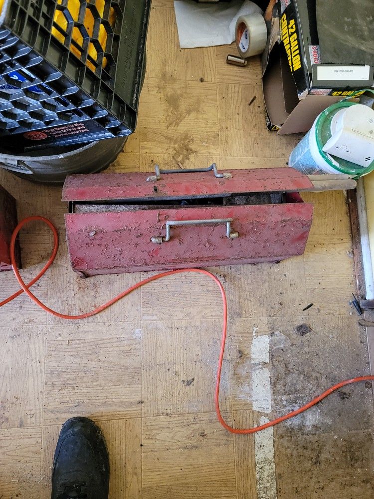 Two Vintage Red Tool Boxes With Tools