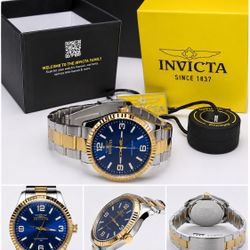 Invicta Men’s Two-Tone Stainless Steel Watch – Blue Dial – Excellent Condition