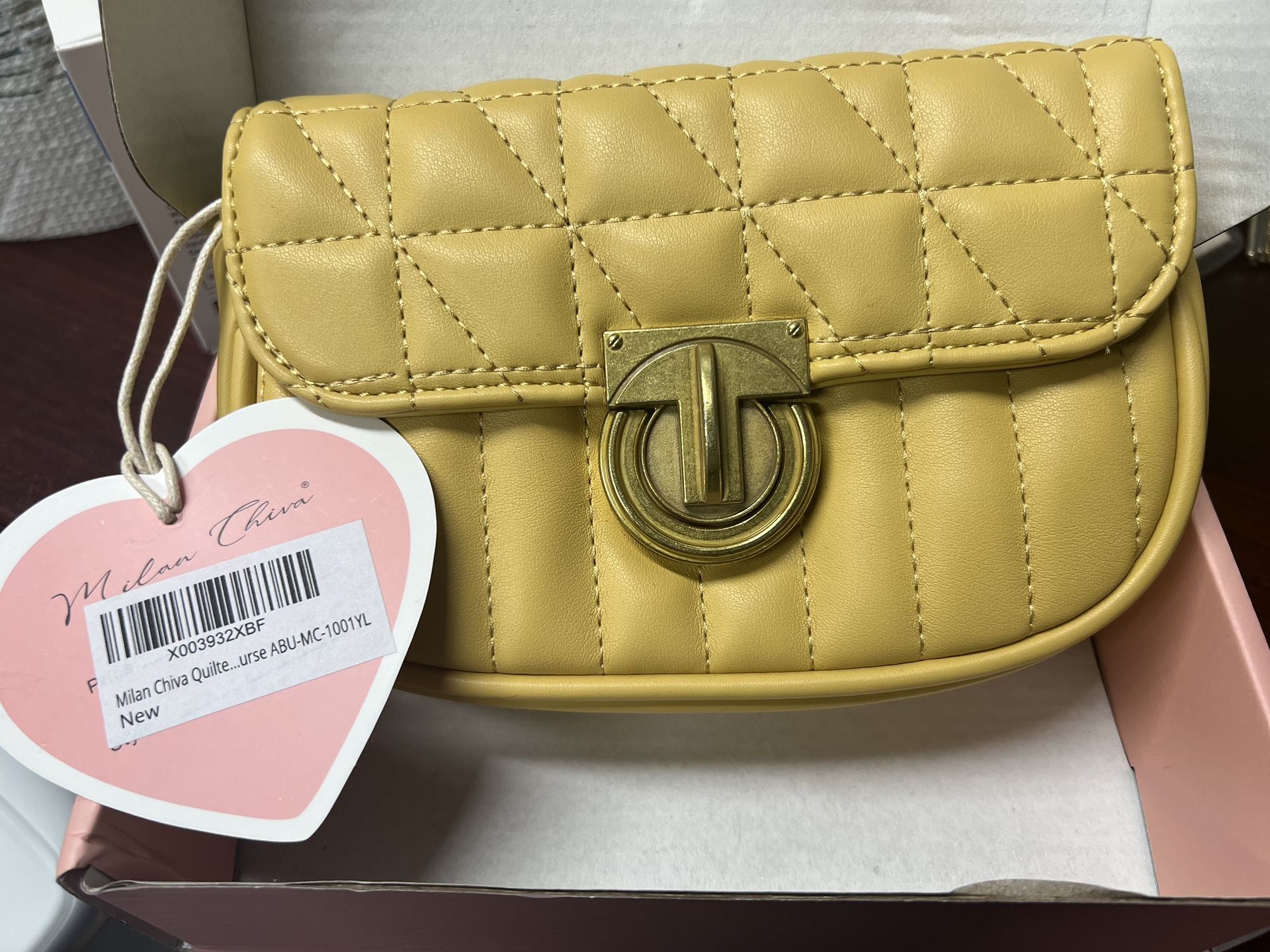 Milan Chiva Quilted Small Crossbody Gift Purses and Handbags for Women with Adjustable Chain Satchel Shoulder Bag