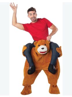 SUPER FUN 🐻 RIDE-ON TEDDY BEAR 🐻 GOLDEN-BROWN PLUSH FUR COSTUME OSFM 🌟EUC🌟