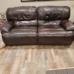 Leather Reclining Sofa and Recliner