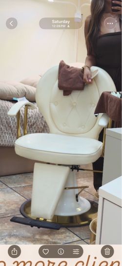 Beige and gold salon chair