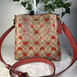 Coach Heart Willow Bucket Bag in Signature Canvas with Style #C8389
