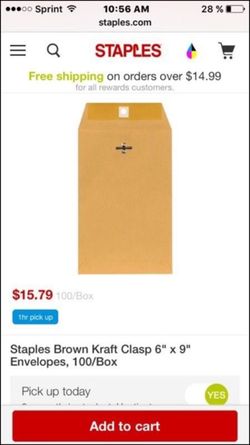 6x9 Brown clasp envelopes