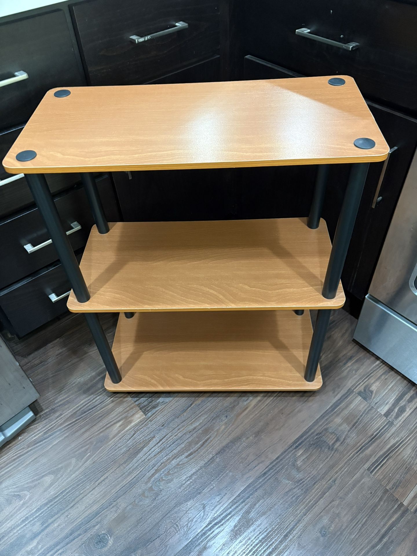3-Tier Wood Storage Shelf Rack 24”x12”x29.5” – Brown & Black Open Shelving Unit