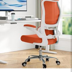 Ergonomic Office Chair - Desk Chair with Wave High Back Adjustable Lumbar Support Computer Chair - Gaming Chairs Mesh Backrest and PU Leather Seat for