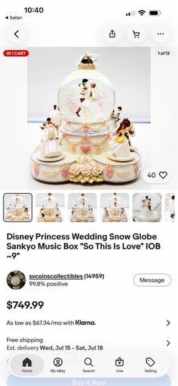 Disney princess wedding cake snow globe