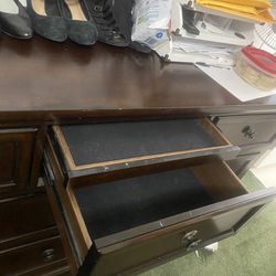  $345-(very firm on price ) Beautiful dark brown Dresser pretty tall for long style dresser. good size dresser drawers, and All dresser drawers slide 