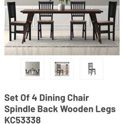 Set Of 4 Dining Chair Spindle Back Wooden Legs 