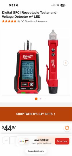 Milwaukee Digital GFCI Receptacle Tester and Voltage Detector w/ LED