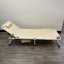 Camping Cot Bed / Folding Lounge Chair – Portable Outdoor Recliner