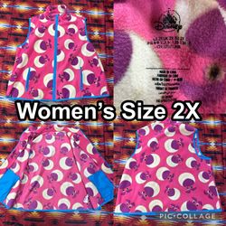 Disney Pixar Toy Story Lotso Pink Fleece Full Zip Vest Plus Size Women's Size 2X