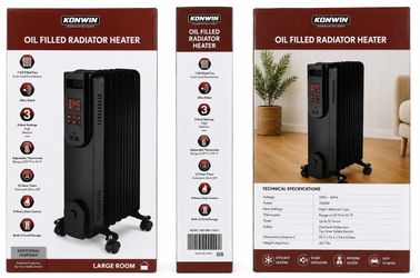 Brand New KONWIN Oil-Filled Radiator Heater – Digital Display – Large Room – 1500W