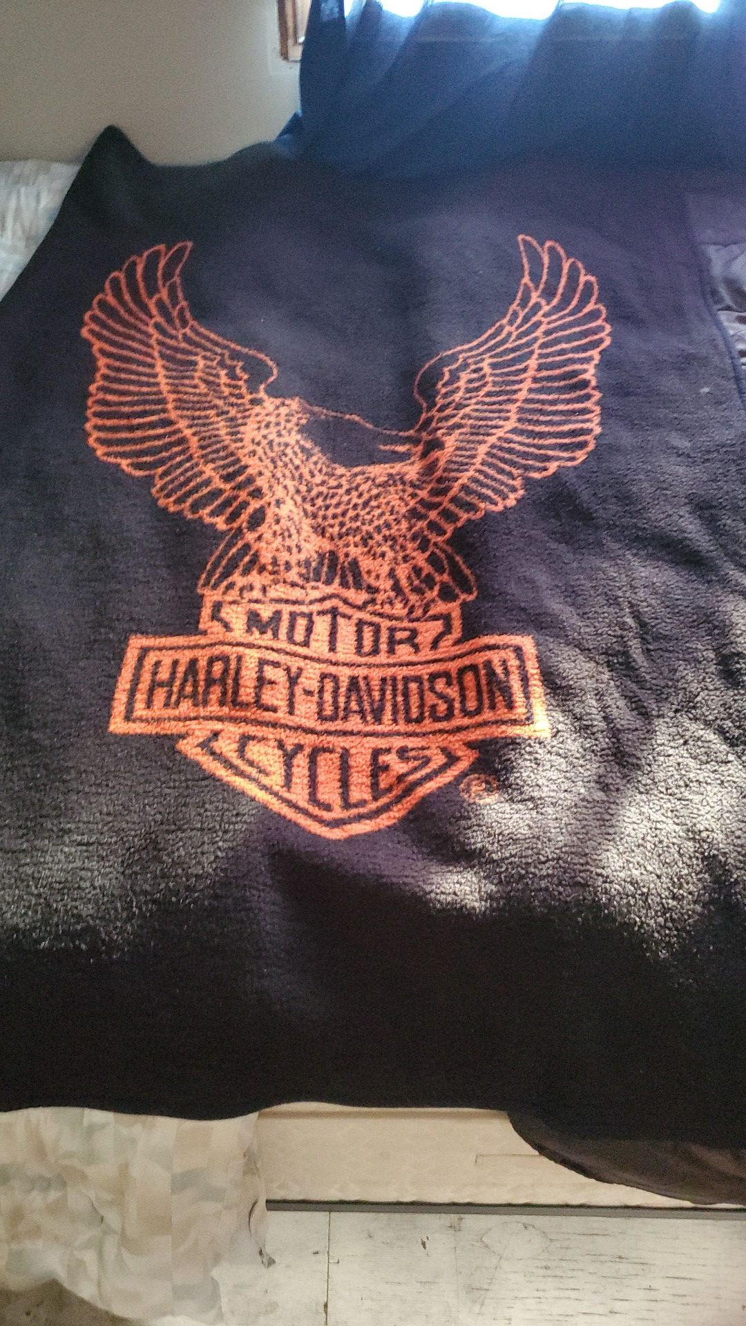 Harley's Davidson blanket very nice never used only a wall hanging piece in room