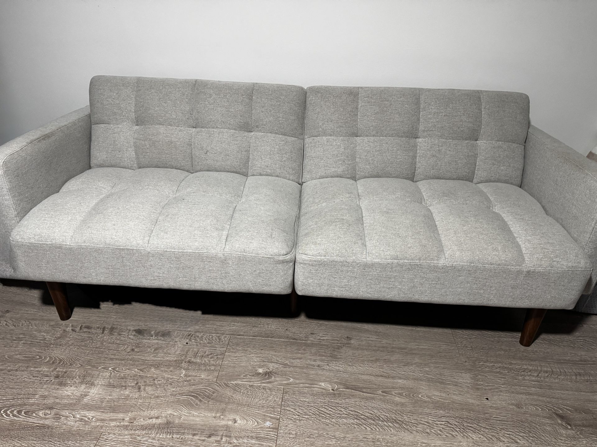 Modern Sleeper Sofa – Light Grey, Folds Flat for Guests