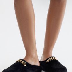 Fashion Nova Selby Hardware Faux Fur Mule Slippers