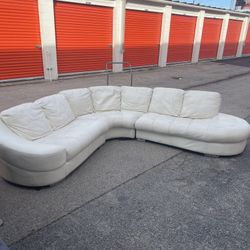 Large White Leather 3 Piece Sectional 