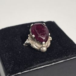 Vintage 925 Sterling Silver Ruby Ring Handcrafted Size 8