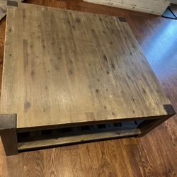 Rustic Wood Coffee Table with Shelf