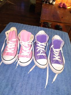 Hurry Hurry Now little girl converse PACKAGE DEAL both in good shape pink ones are size 1 and purple are size 13