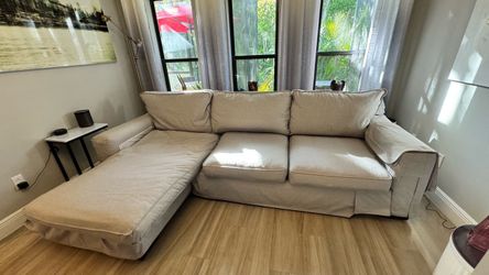 Beige/Grey  Sectional Sofa with Chaise Lounge