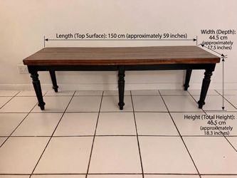Solid Wood Dining & Entryway Bench - Rustic Farmhouse Style (Black Turned Legs)