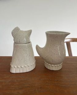 Anthropologie Ceramic Creamer and Sugar Bowl Set