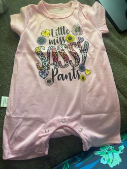 Little Miss Sassy Pants Baby Girl Romper 6-9 Months Pink Floral Leopard Print