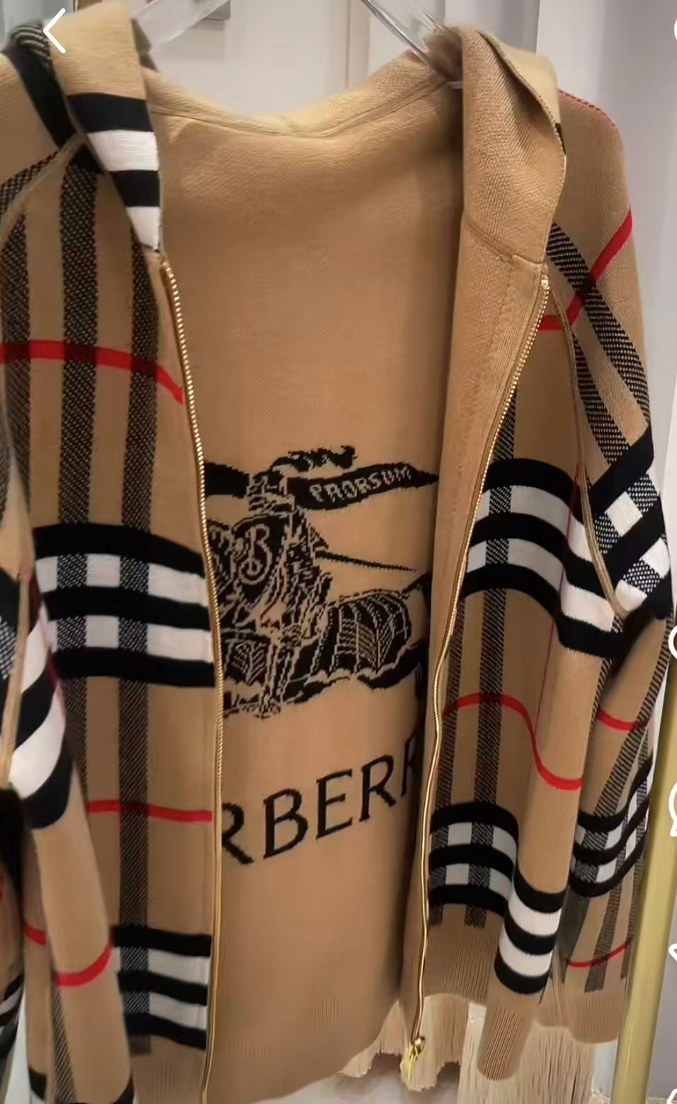 Burberr y Classic Check Hooded Jacket | Camel Color