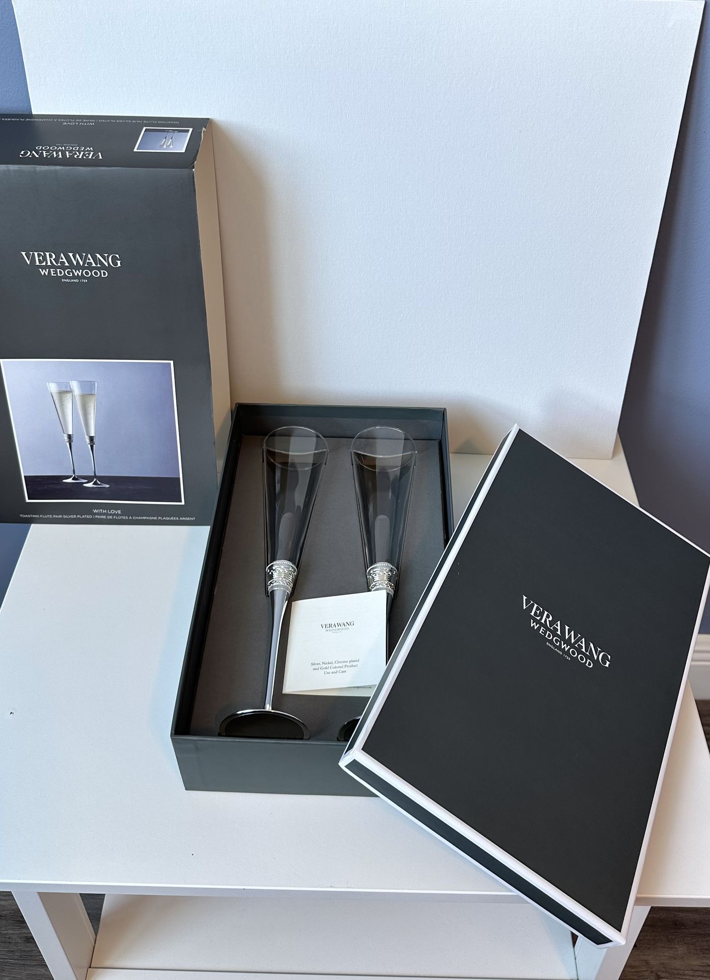 Vera Wang Silver Champagne Flutes