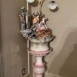 Porcelain Fountain Lamp Antique 