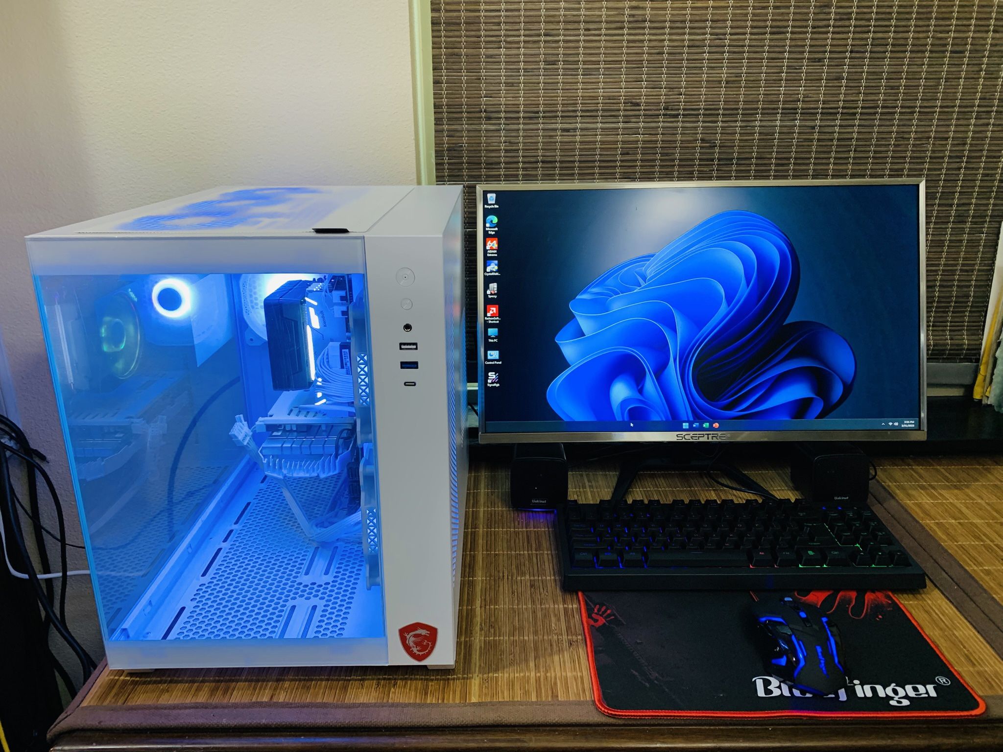 New Custom Desktop Build With 24” Monitor- 64GB DDR4 Ram, Ryzen 7 5700X, 2TB NvME SSD+4TB HDD, 8GB GPU, WI-FI, Windows 11 Pro 64Bit, MS Office 2024