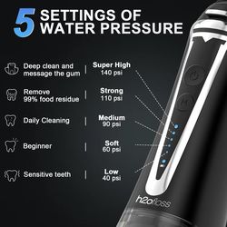 Black white and blue water flosser