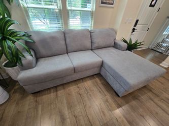 Living Spaces Light Gray Sofa – 97" – Very Good Condition; 1 Year Old