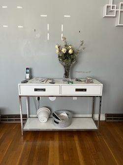White Console Table with Chrome Legs