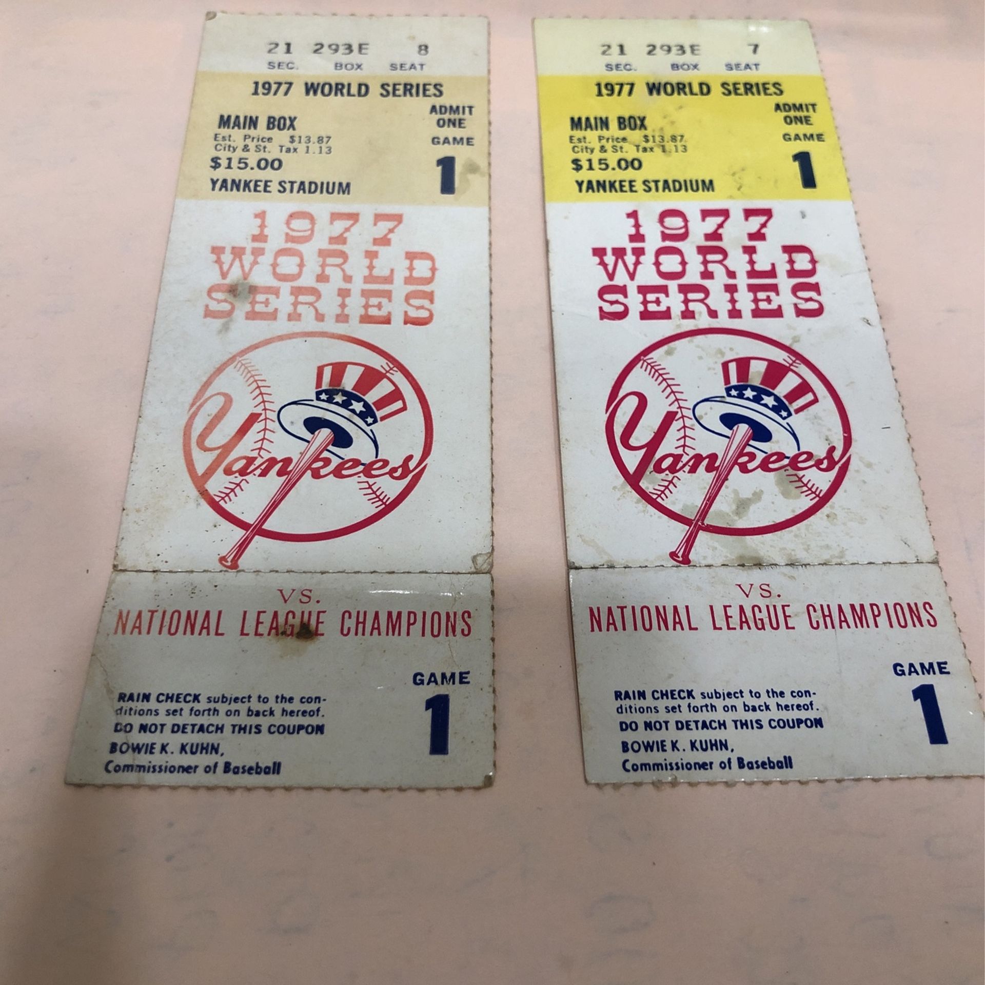 1977 YANKEES WORLD SERIES TICKETS