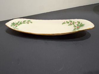 Lenox Holiday 9" Oval Porcelain Celery Tray Relish Dish - Made in USA