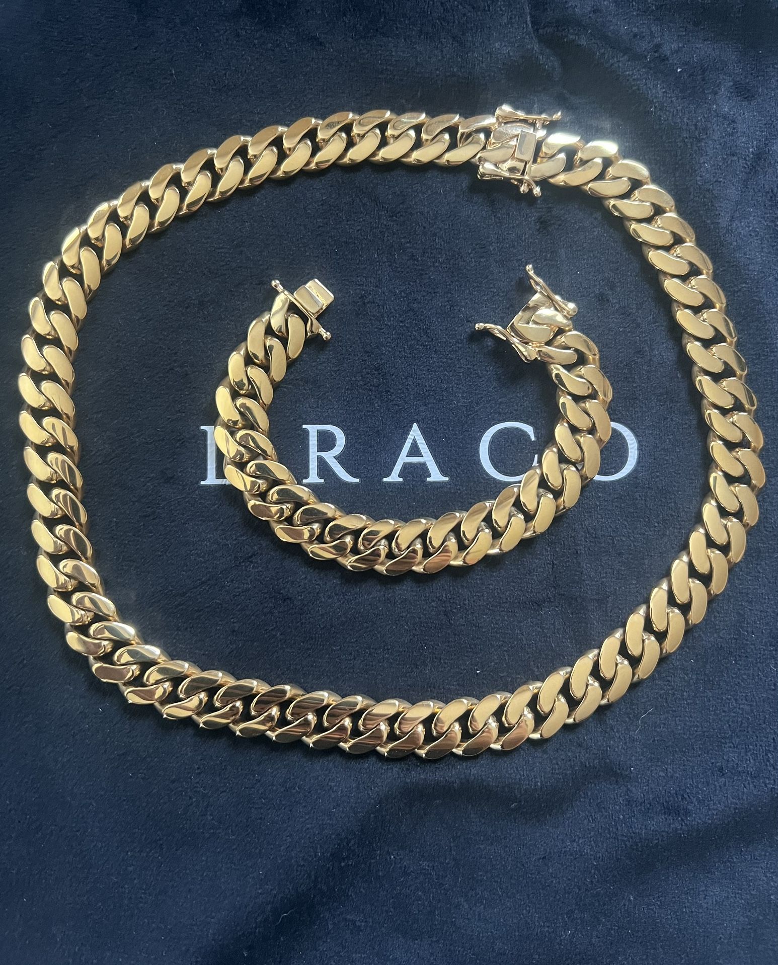 Brand New Pvd Gold Cuban Chain And Bracelet